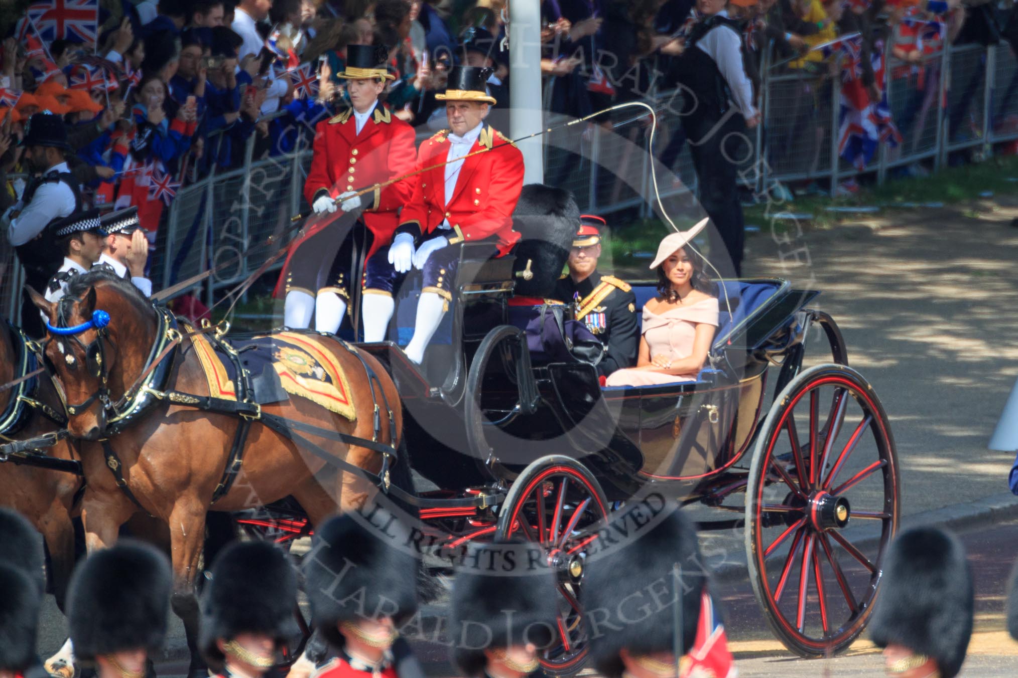 during Trooping the Colour {iptcyear4}, The Queen's Birthday Parade at Horse Guards Parade, Westminster, London, 9 June 2018, 10:48.
