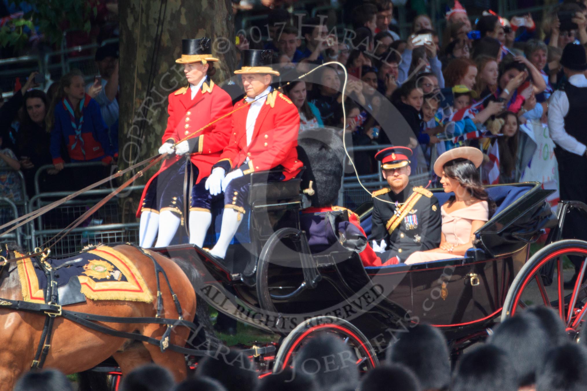 during Trooping the Colour {iptcyear4}, The Queen's Birthday Parade at Horse Guards Parade, Westminster, London, 9 June 2018, 10:48.