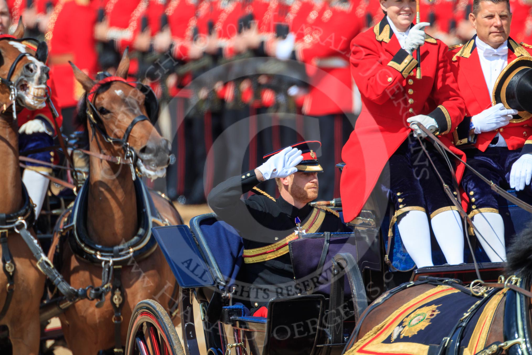 during Trooping the Colour {iptcyear4}, The Queen's Birthday Parade at Horse Guards Parade, Westminster, London, 9 June 2018, 10:49.