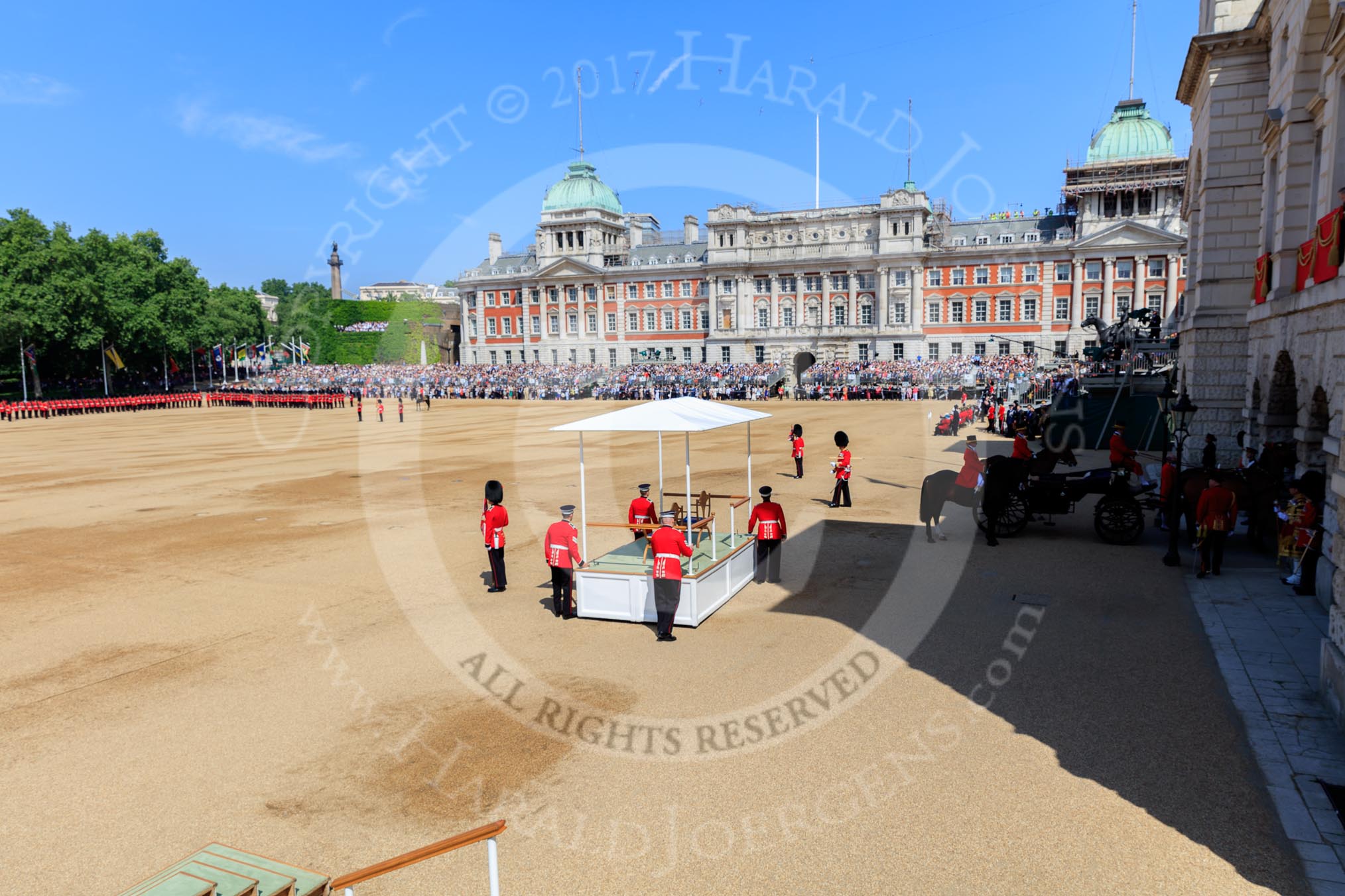 during Trooping the Colour {iptcyear4}, The Queen's Birthday Parade at Horse Guards Parade, Westminster, London, 9 June 2018, 10:52.