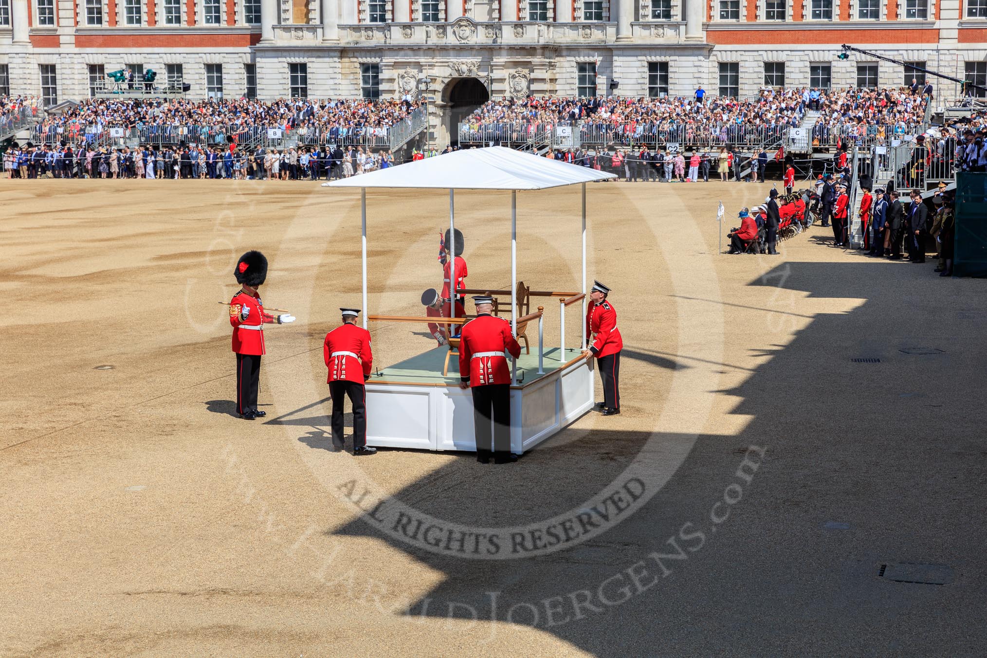 during Trooping the Colour {iptcyear4}, The Queen's Birthday Parade at Horse Guards Parade, Westminster, London, 9 June 2018, 10:52.