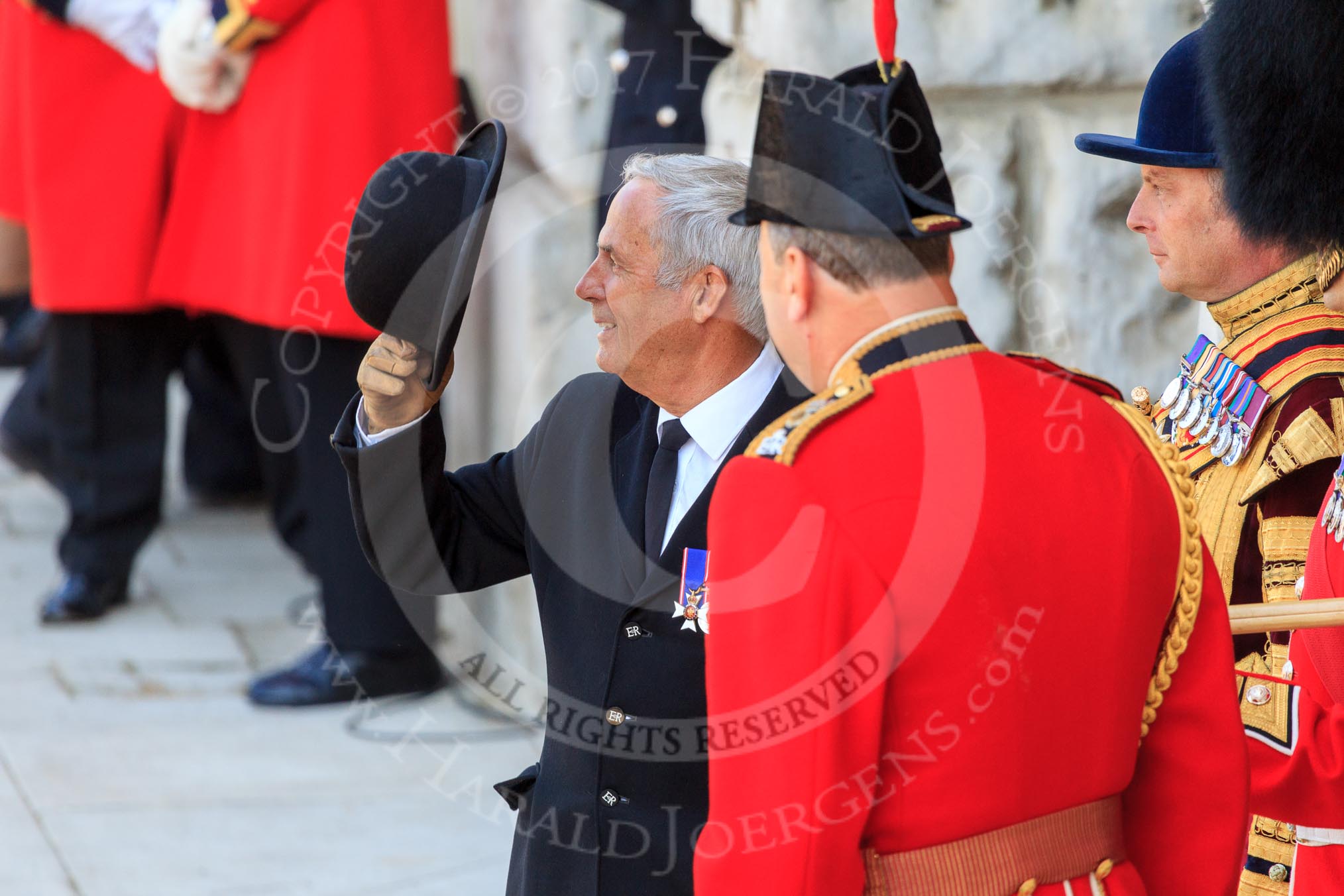 during Trooping the Colour {iptcyear4}, The Queen's Birthday Parade at Horse Guards Parade, Westminster, London, 9 June 2018, 10:52.