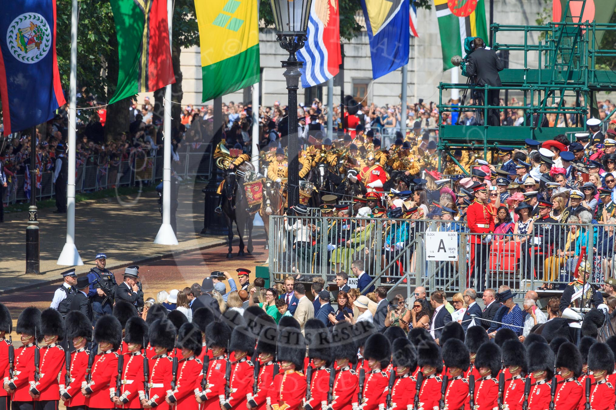 during Trooping the Colour {iptcyear4}, The Queen's Birthday Parade at Horse Guards Parade, Westminster, London, 9 June 2018, 10:54.