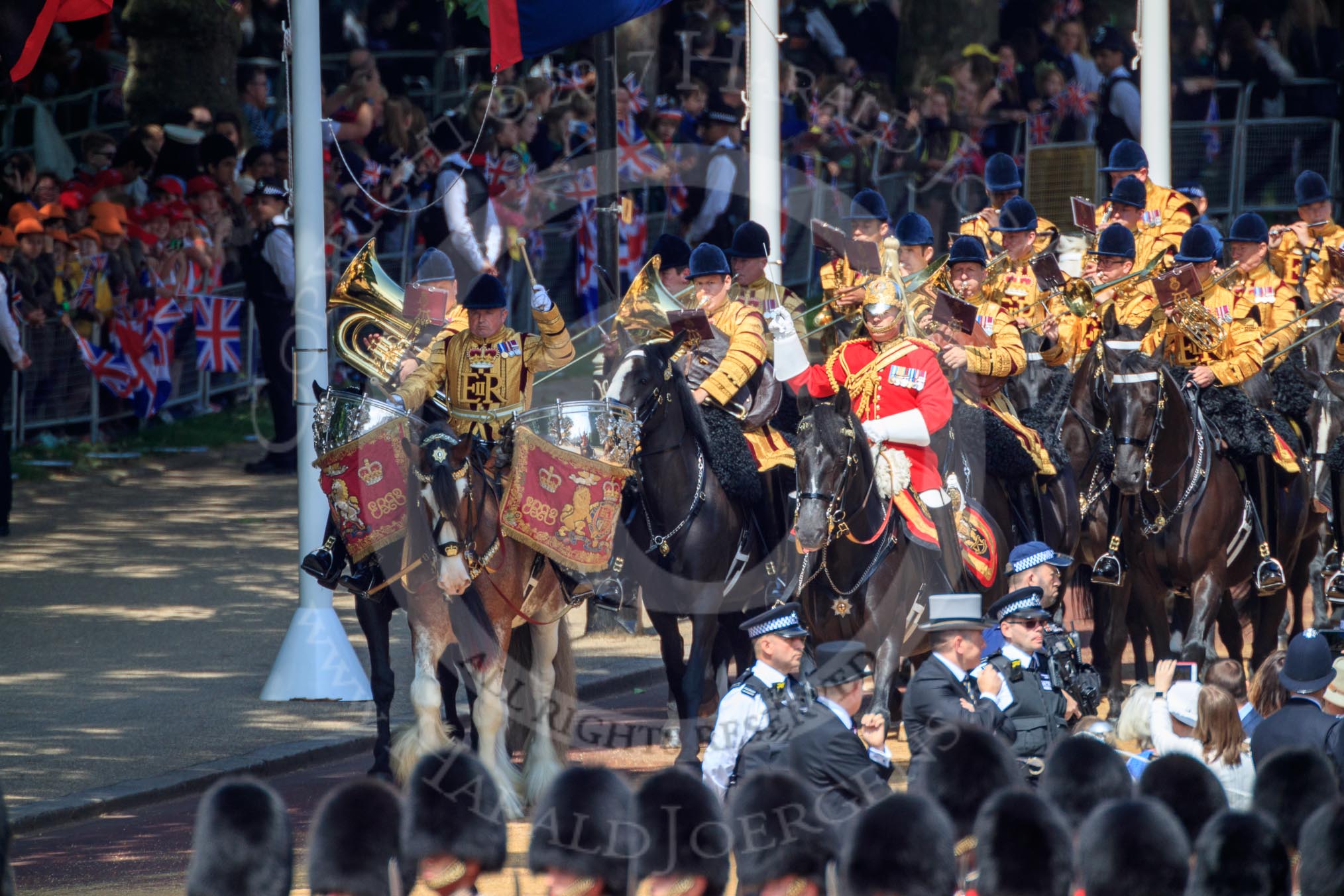 during Trooping the Colour {iptcyear4}, The Queen's Birthday Parade at Horse Guards Parade, Westminster, London, 9 June 2018, 10:55.