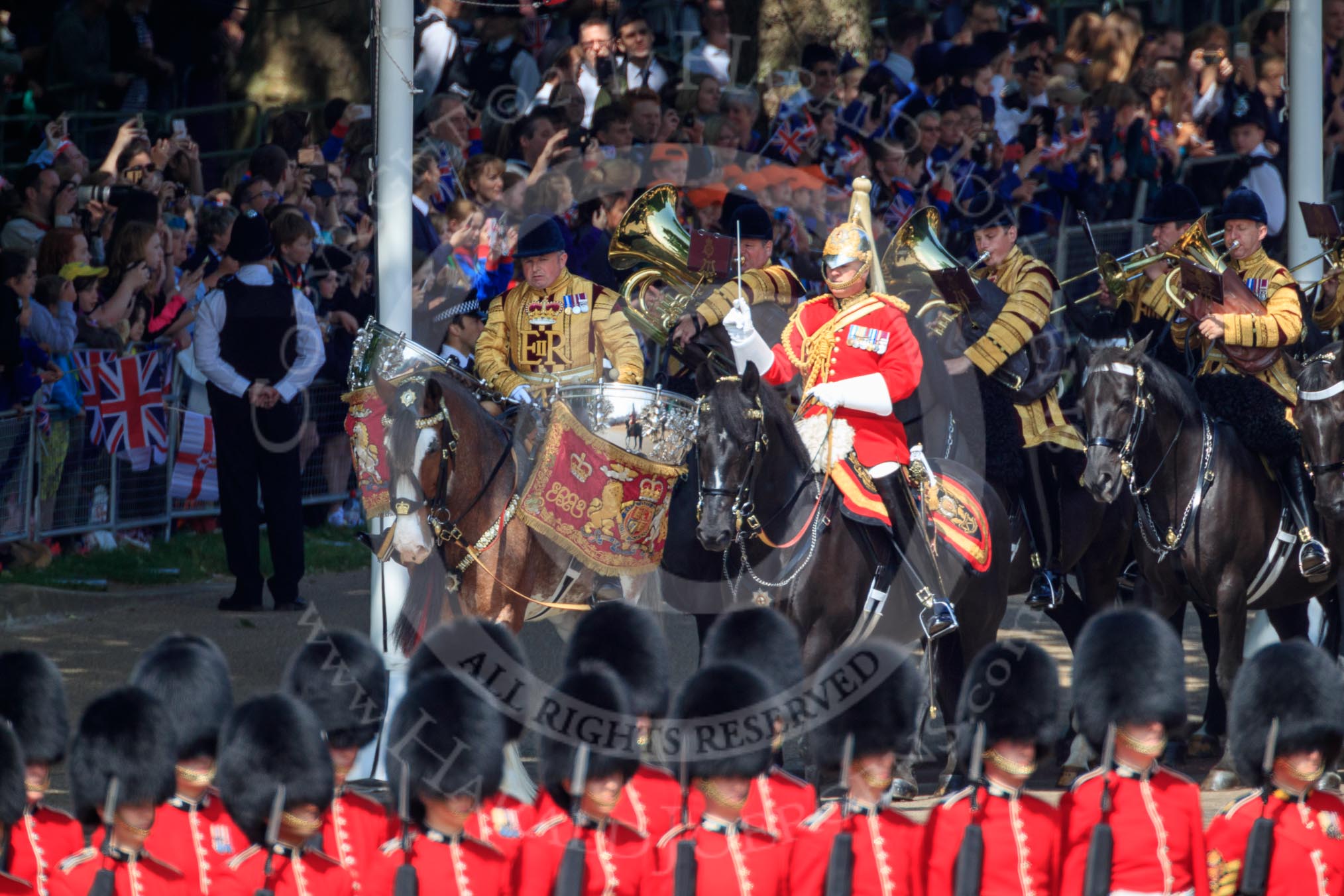 during Trooping the Colour {iptcyear4}, The Queen's Birthday Parade at Horse Guards Parade, Westminster, London, 9 June 2018, 10:55.