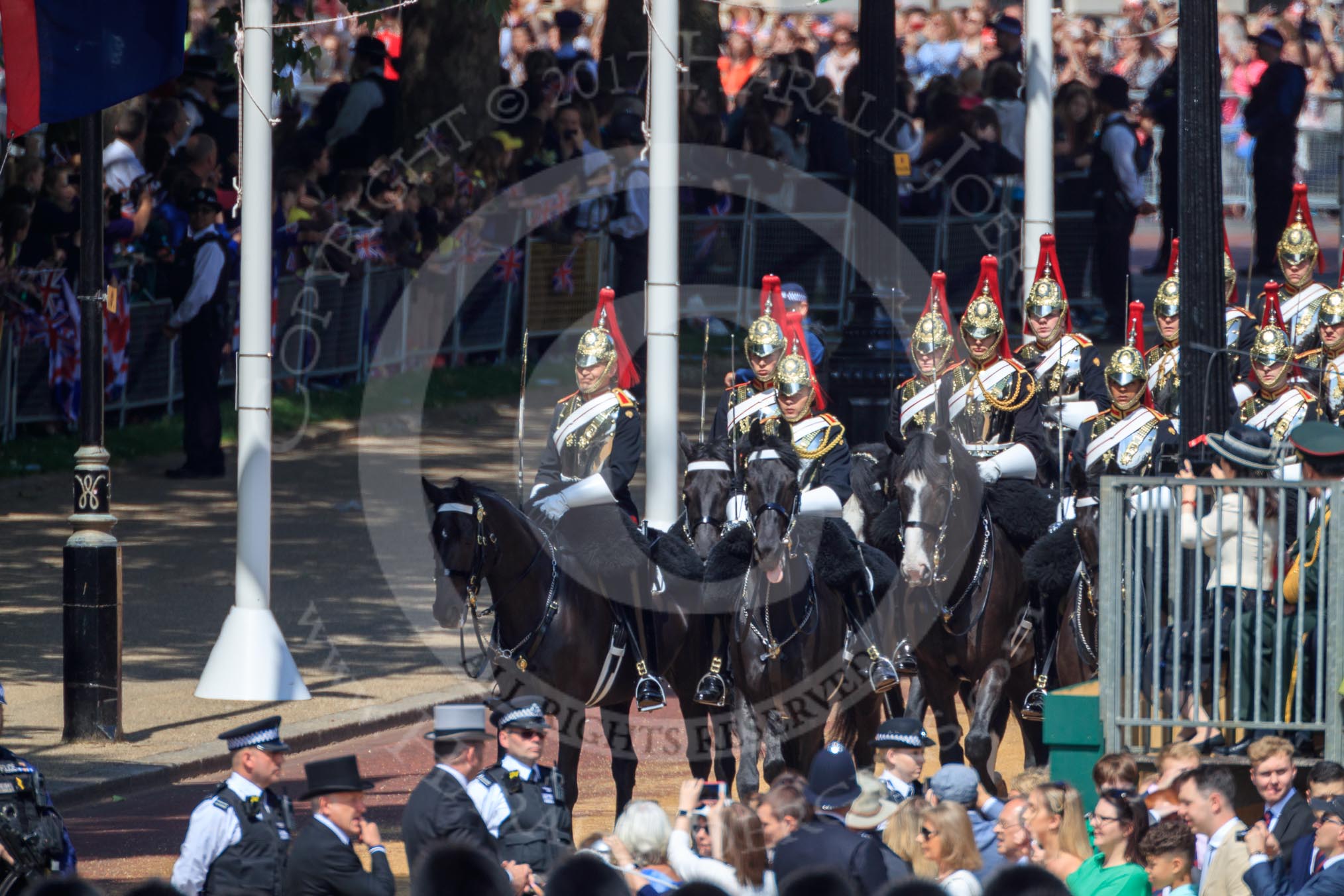 during Trooping the Colour {iptcyear4}, The Queen's Birthday Parade at Horse Guards Parade, Westminster, London, 9 June 2018, 10:56.