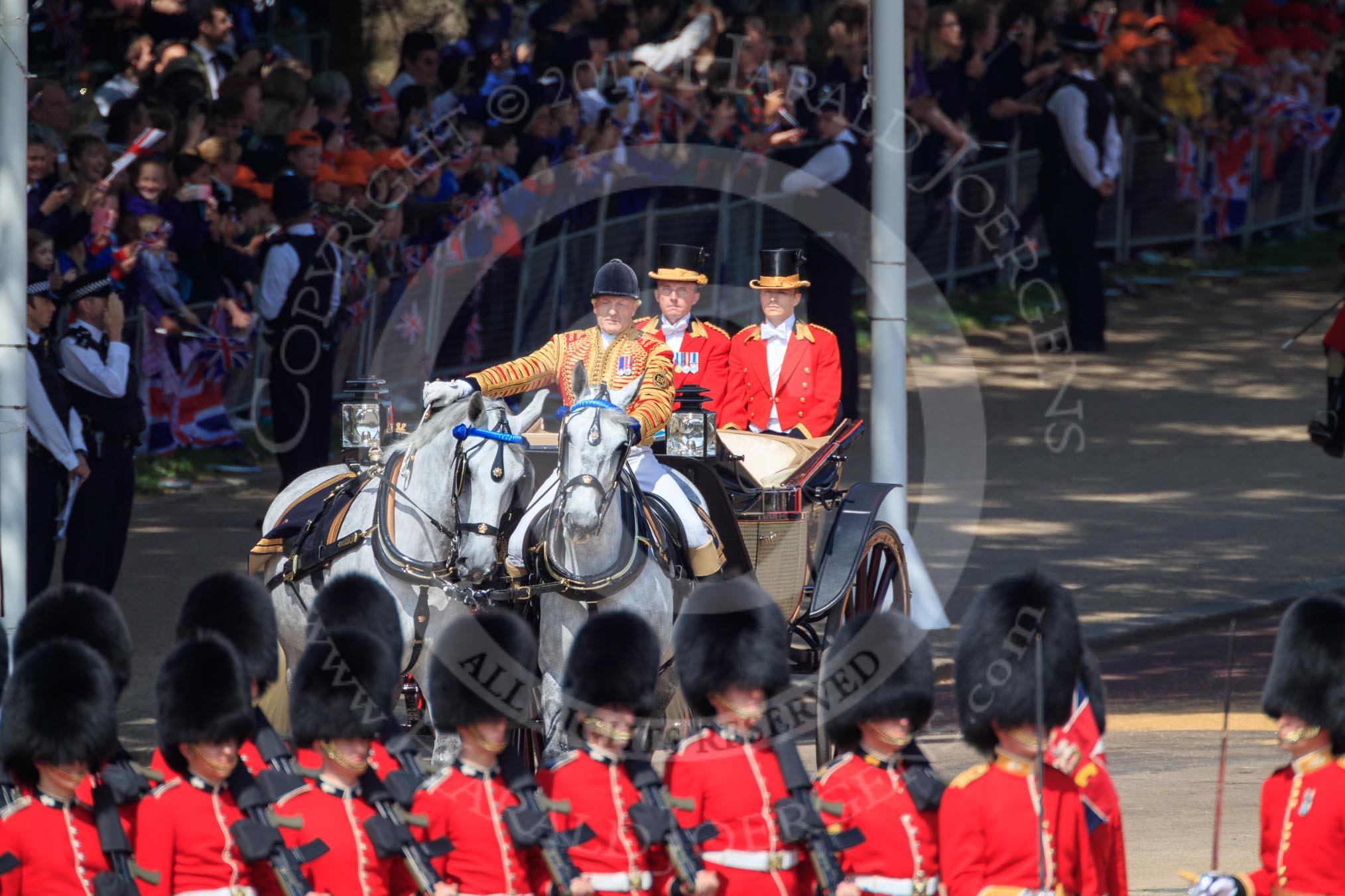 during Trooping the Colour {iptcyear4}, The Queen's Birthday Parade at Horse Guards Parade, Westminster, London, 9 June 2018, 10:58.