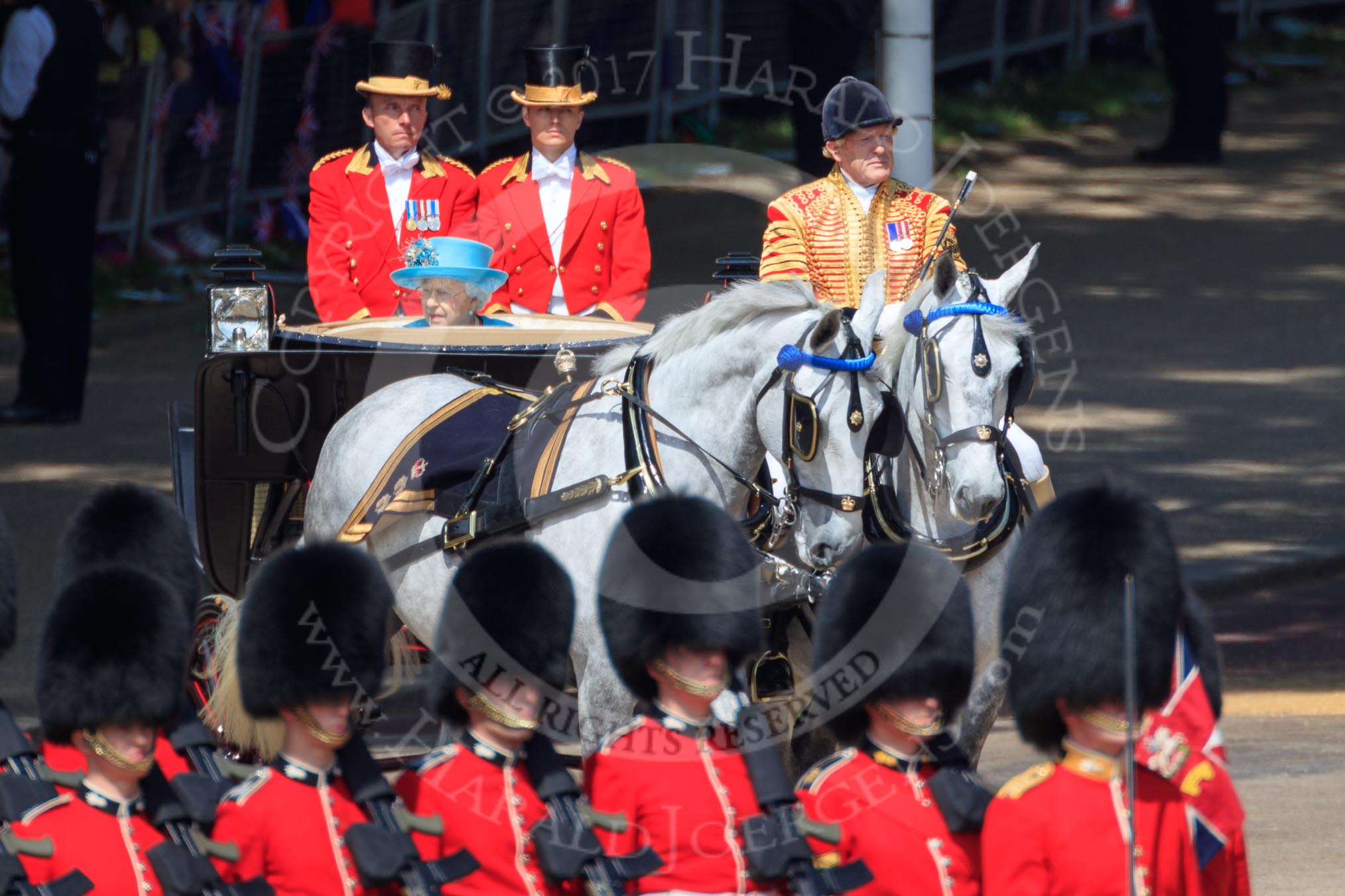 during Trooping the Colour {iptcyear4}, The Queen's Birthday Parade at Horse Guards Parade, Westminster, London, 9 June 2018, 10:58.