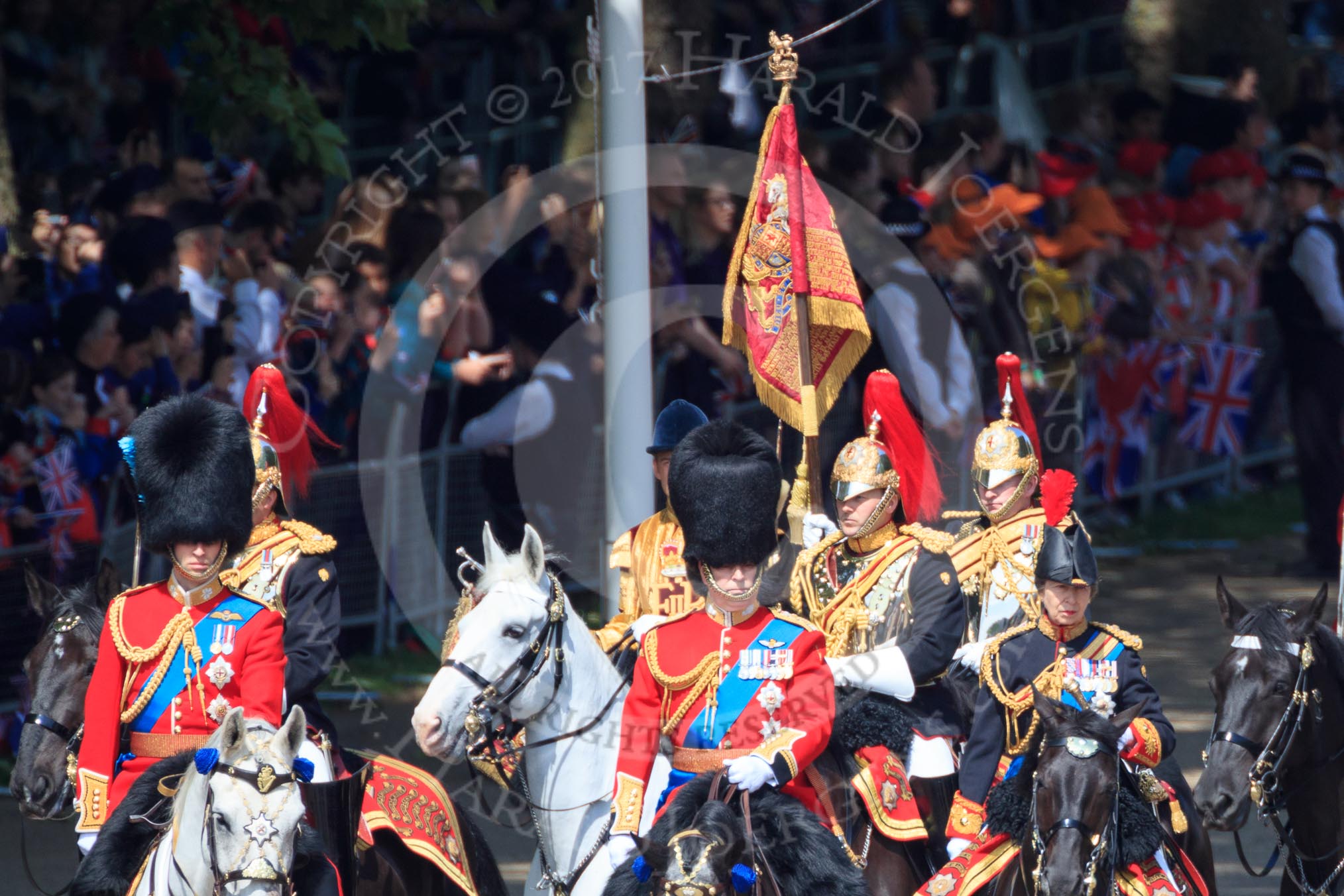during Trooping the Colour {iptcyear4}, The Queen's Birthday Parade at Horse Guards Parade, Westminster, London, 9 June 2018, 10:58.