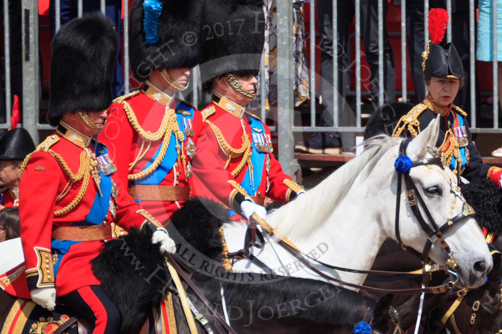 during Trooping the Colour {iptcyear4}, The Queen's Birthday Parade at Horse Guards Parade, Westminster, London, 9 June 2018, 10:59.