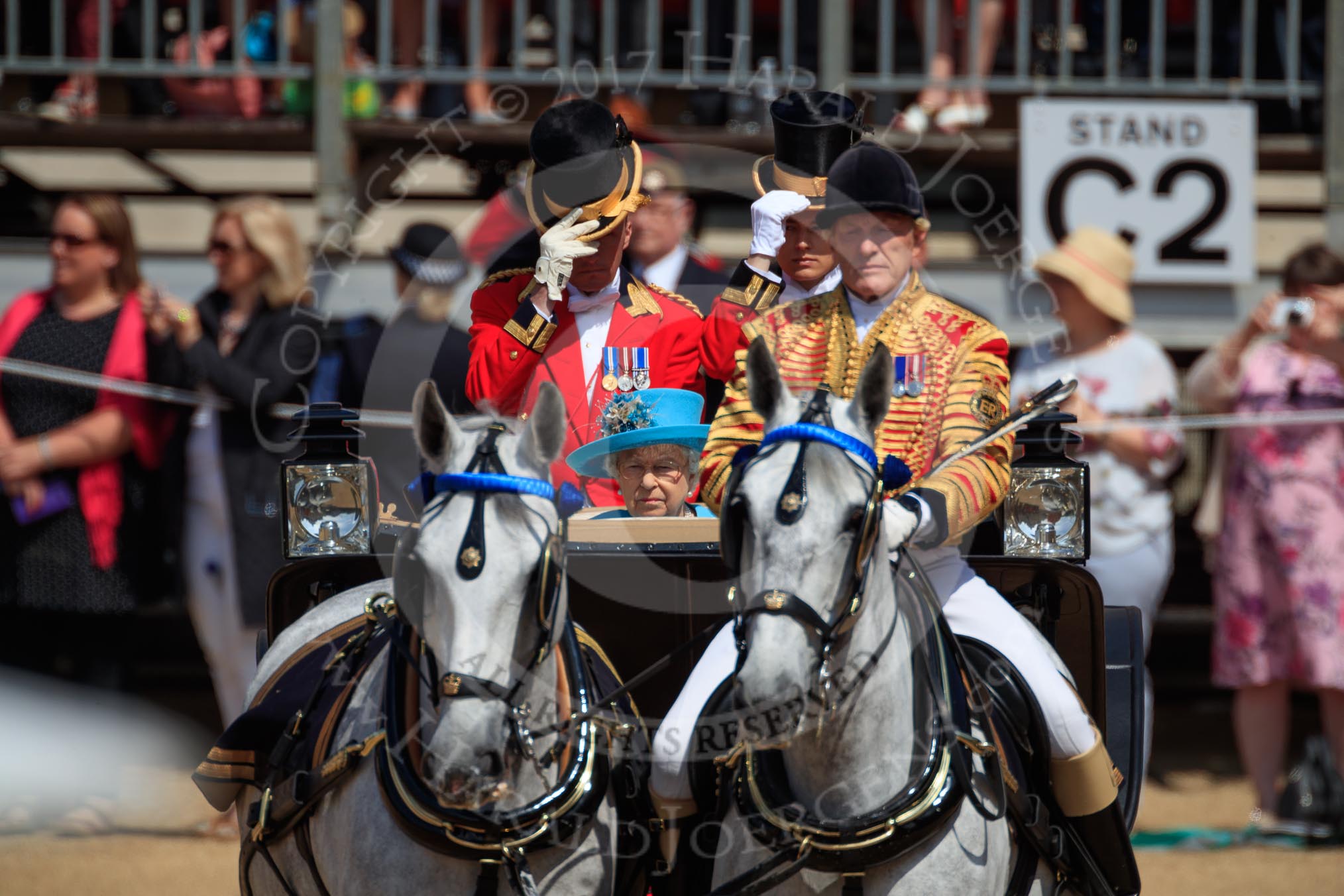 during Trooping the Colour {iptcyear4}, The Queen's Birthday Parade at Horse Guards Parade, Westminster, London, 9 June 2018, 10:59.