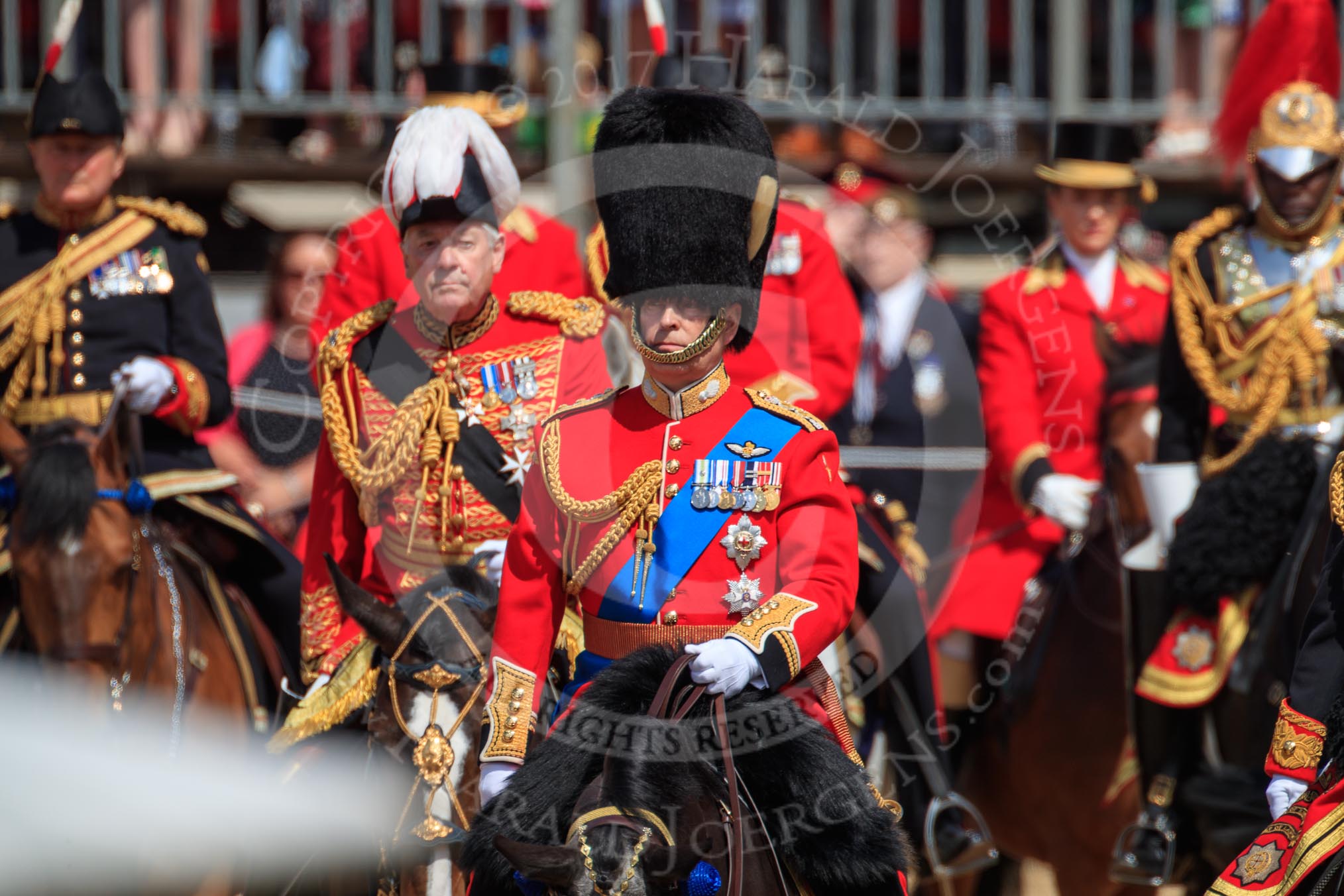 during Trooping the Colour {iptcyear4}, The Queen's Birthday Parade at Horse Guards Parade, Westminster, London, 9 June 2018, 10:59.
