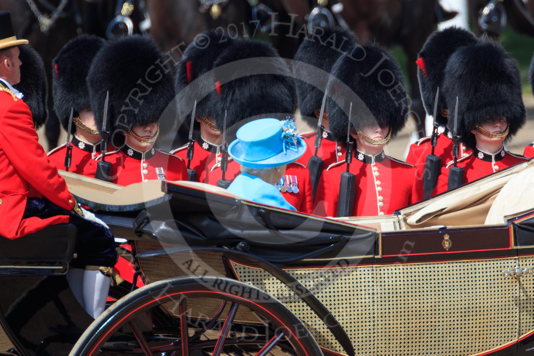 during Trooping the Colour {iptcyear4}, The Queen's Birthday Parade at Horse Guards Parade, Westminster, London, 9 June 2018, 11:02.