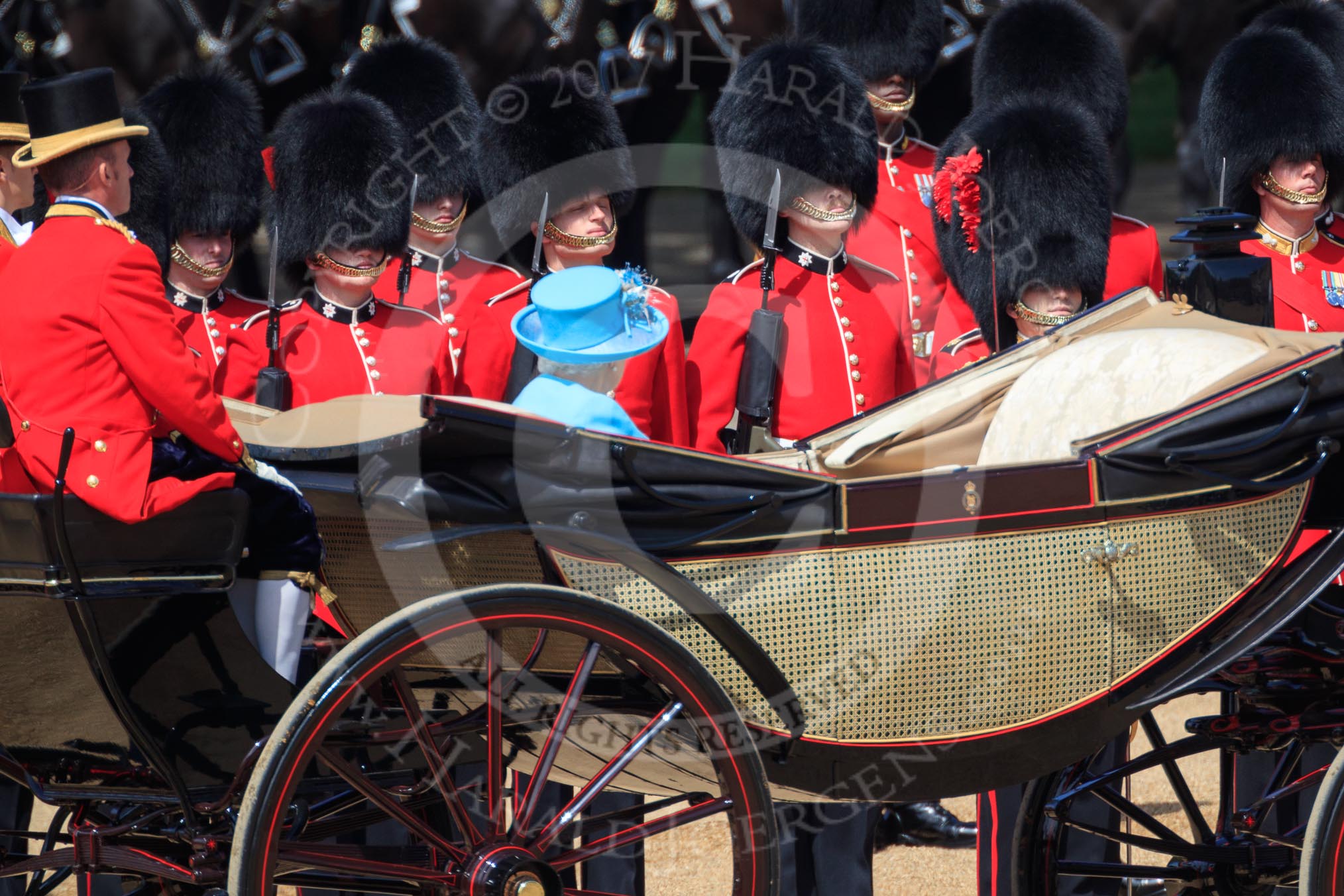 during Trooping the Colour {iptcyear4}, The Queen's Birthday Parade at Horse Guards Parade, Westminster, London, 9 June 2018, 11:02.