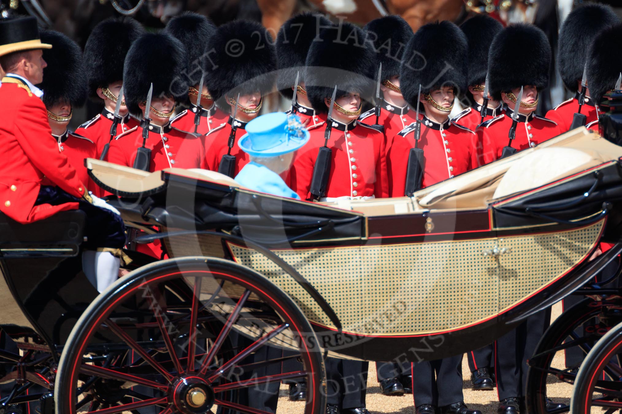 during Trooping the Colour {iptcyear4}, The Queen's Birthday Parade at Horse Guards Parade, Westminster, London, 9 June 2018, 11:02.