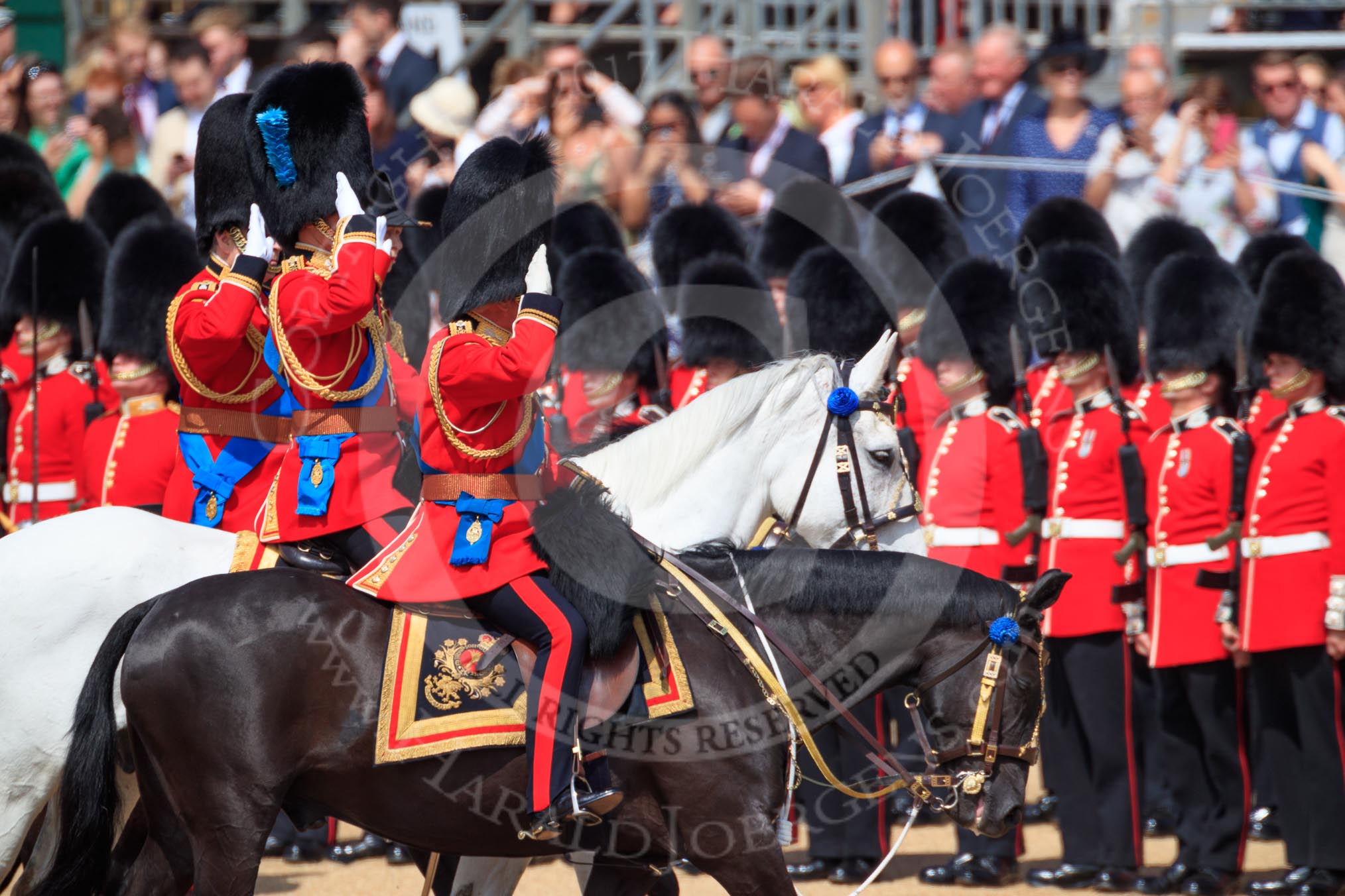 during Trooping the Colour {iptcyear4}, The Queen's Birthday Parade at Horse Guards Parade, Westminster, London, 9 June 2018, 11:02.