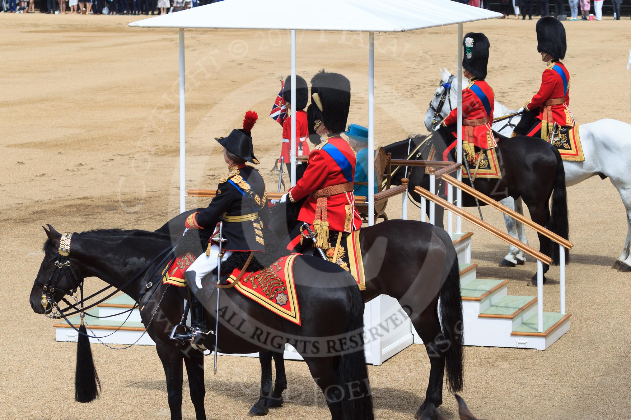 during Trooping the Colour {iptcyear4}, The Queen's Birthday Parade at Horse Guards Parade, Westminster, London, 9 June 2018, 11:22.