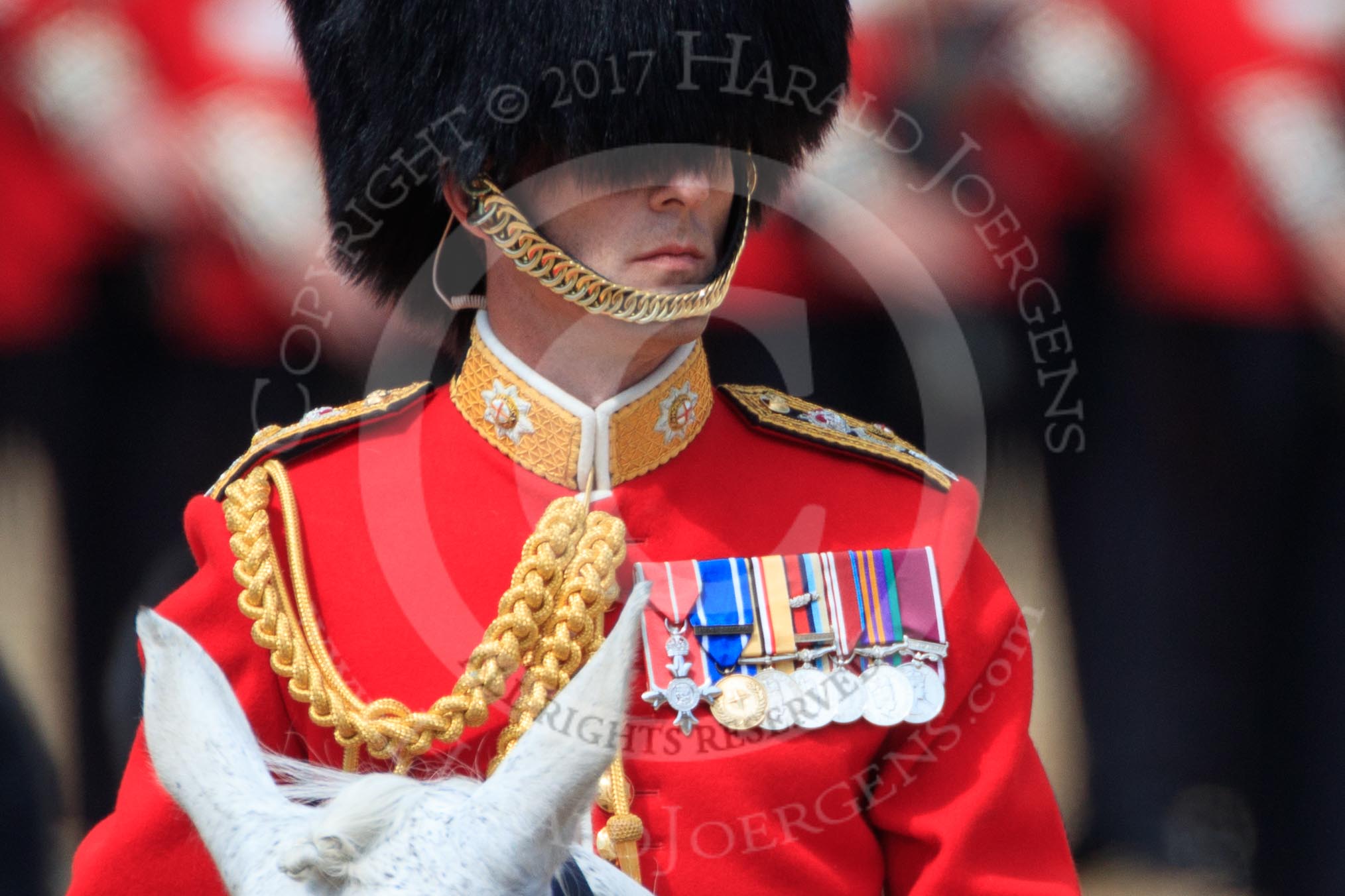 during Trooping the Colour {iptcyear4}, The Queen's Birthday Parade at Horse Guards Parade, Westminster, London, 9 June 2018, 11:25.