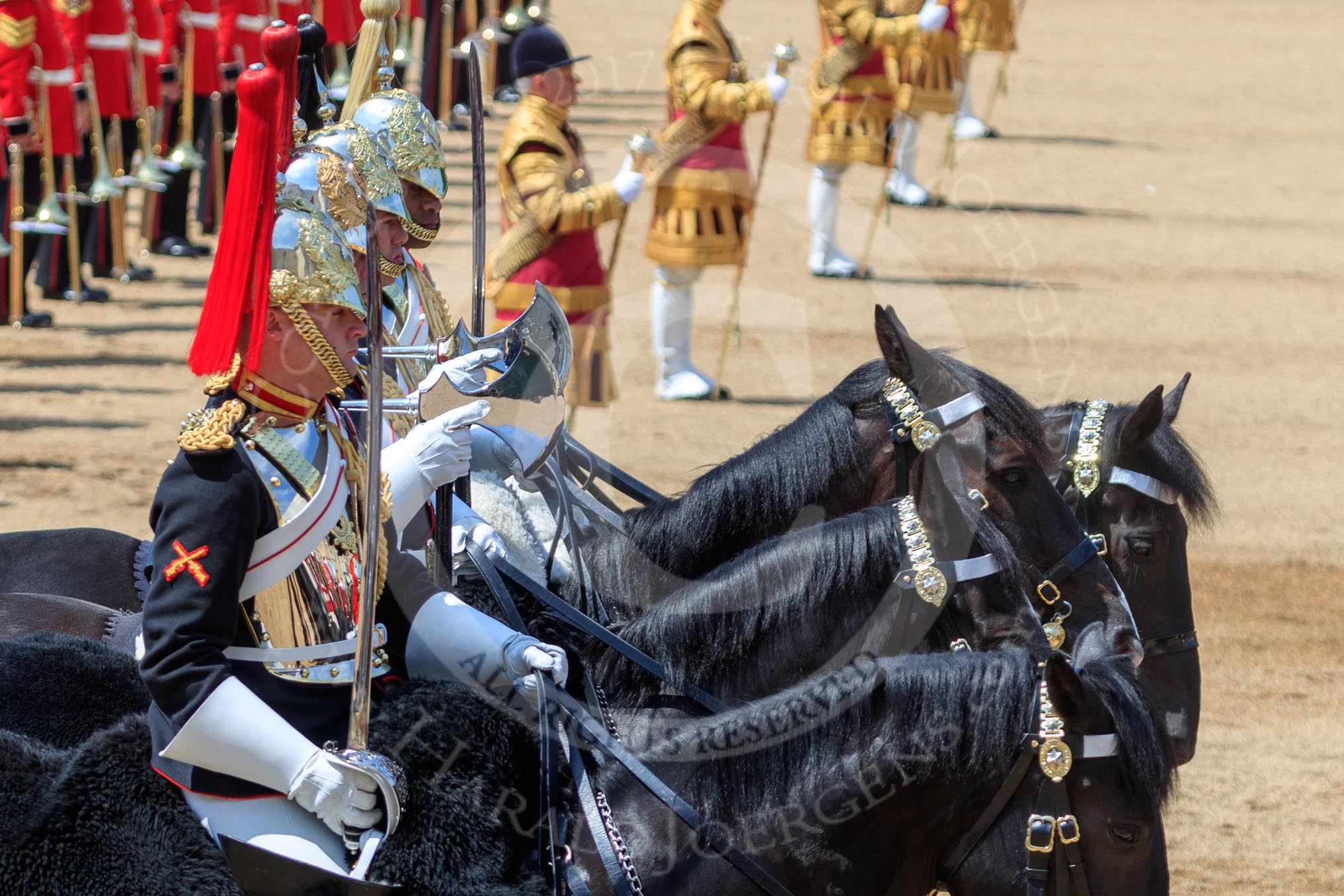 during Trooping the Colour {iptcyear4}, The Queen's Birthday Parade at Horse Guards Parade, Westminster, London, 9 June 2018, 11:59.