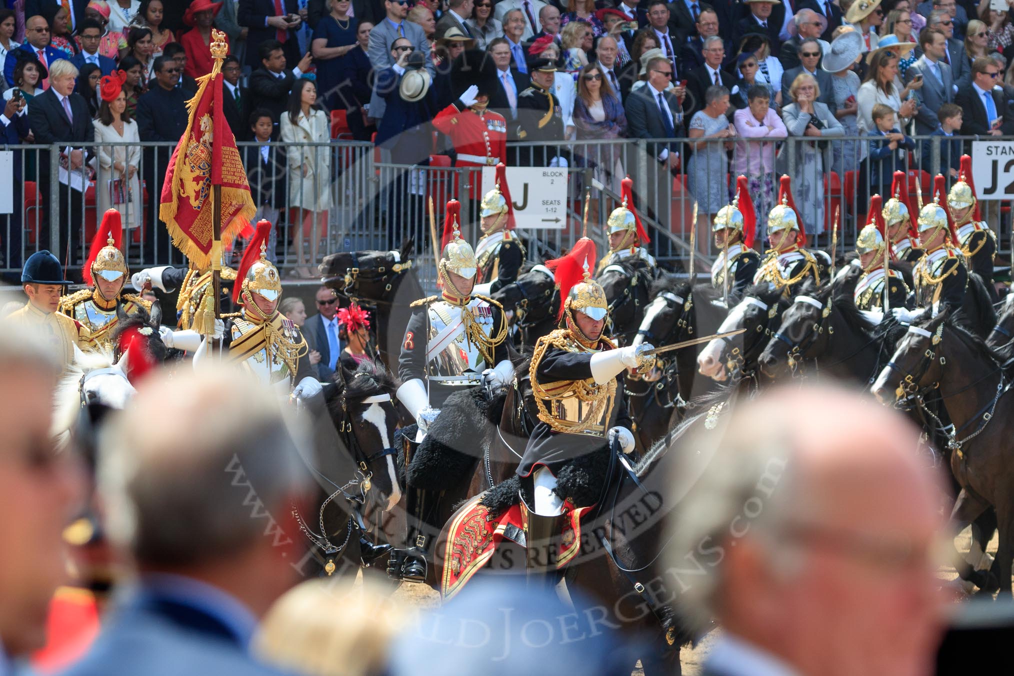 during Trooping the Colour {iptcyear4}, The Queen's Birthday Parade at Horse Guards Parade, Westminster, London, 9 June 2018, 12:02.
