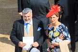 Smartly dressed Couple before Trooping the Colour 2018, The Queen's Birthday Parade at Horse Guards Parade, Westminster, London, 9 June 2018, 09:50.