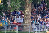 The crowded Youth Enclosure during Trooping the Colour 2018, The Queen's Birthday Parade at Horse Guards Parade, Westminster, London, 9 June 2018, 10:12.