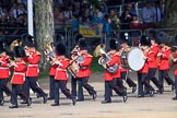 The Band of the Welsh Guards marching past the Youth Enclosure during Trooping the Colour 2018, The Queen's Birthday Parade at Horse Guards Parade, Westminster, London, 9 June 2018, 10:12.