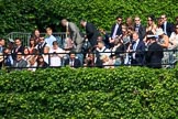 Spectators on the ivy clad Admiralty Citadel before Trooping the Colour 2018, The Queen's Birthday Parade at Horse Guards Parade, Westminster, London, 9 June 2018, 10:22.