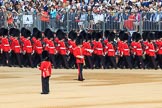 Number Six Guard, F Company, Scots Guards, led by The Subaltern, Captain William Dalton Hall (27),  during Trooping the Colour 2018, The Queen's Birthday Parade at Horse Guards Parade, Westminster, London, 9 June 2018, 10:25.