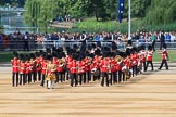 The Band of the Grenadier Guards, led by Drum Major Stephen Staite, Grenadier Guards, during Trooping the Colour 2018, The Queen's Birthday Parade at Horse Guards Parade, Westminster, London, 9 June 2018, 10:26.