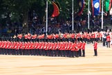 The Band of the Coldstream Guards marching behind Number Five Guard, Nijmegen Company, Grenadier Guards during Trooping the Colour 2018, The Queen's Birthday Parade at Horse Guards Parade, Westminster, London, 9 June 2018, 10:30.