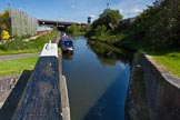 Photo 1305251022355D25348HaraldJoergens BCN Marathon Challenge 2013: The Titford canal - "Felonious Mongoose" arriving at Oldbury Bottom Lock. The basin once served Midland Tar Distiller Springfield works and was the main loading point for the Thomas Clayton "gas" boats..
Birmingham Canal Navigation,
United Kingdom,
on 25 May 2013 at 10:23, image #142