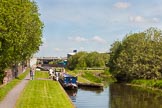 Photo 1305251049415D25361HaraldJoergens BCN Marathon Challenge 2013: The Titford Canal - the Oldbury Flight of six locks, looking down from No. 3 lock towards Oldbury Junction with the BCN Mail Line, hidden under the motorway. On the right a side pond to save water..
Birmingham Canal Navigation,
United Kingdom,
on 25 May 2013 at 10:50, image #146