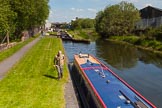 Photo 1305251050405D25368HaraldJoergens BCN Marathon Challenge 2013: The Titford Canal - the Oldbury Flight of six locks, looking down from No. 3 lock towards Oldbury Junction with the BCN Mail Line, hidden under the motorway. On the right a side pond to save water..
Birmingham Canal Navigation,
United Kingdom,
on 25 May 2013 at 10:51, image #147