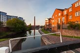 BCN Marathon Challenge 2013: Looking back at Walsall Junction from Walsall Bottom (no. 8) Lock, with the Waterfront South housing development at Charles Street on the left, and new houses at Waterfront Way on the left..
Birmingham Canal Navigation,


United Kingdom,
on 26 May 2013 at 05:22, image #341