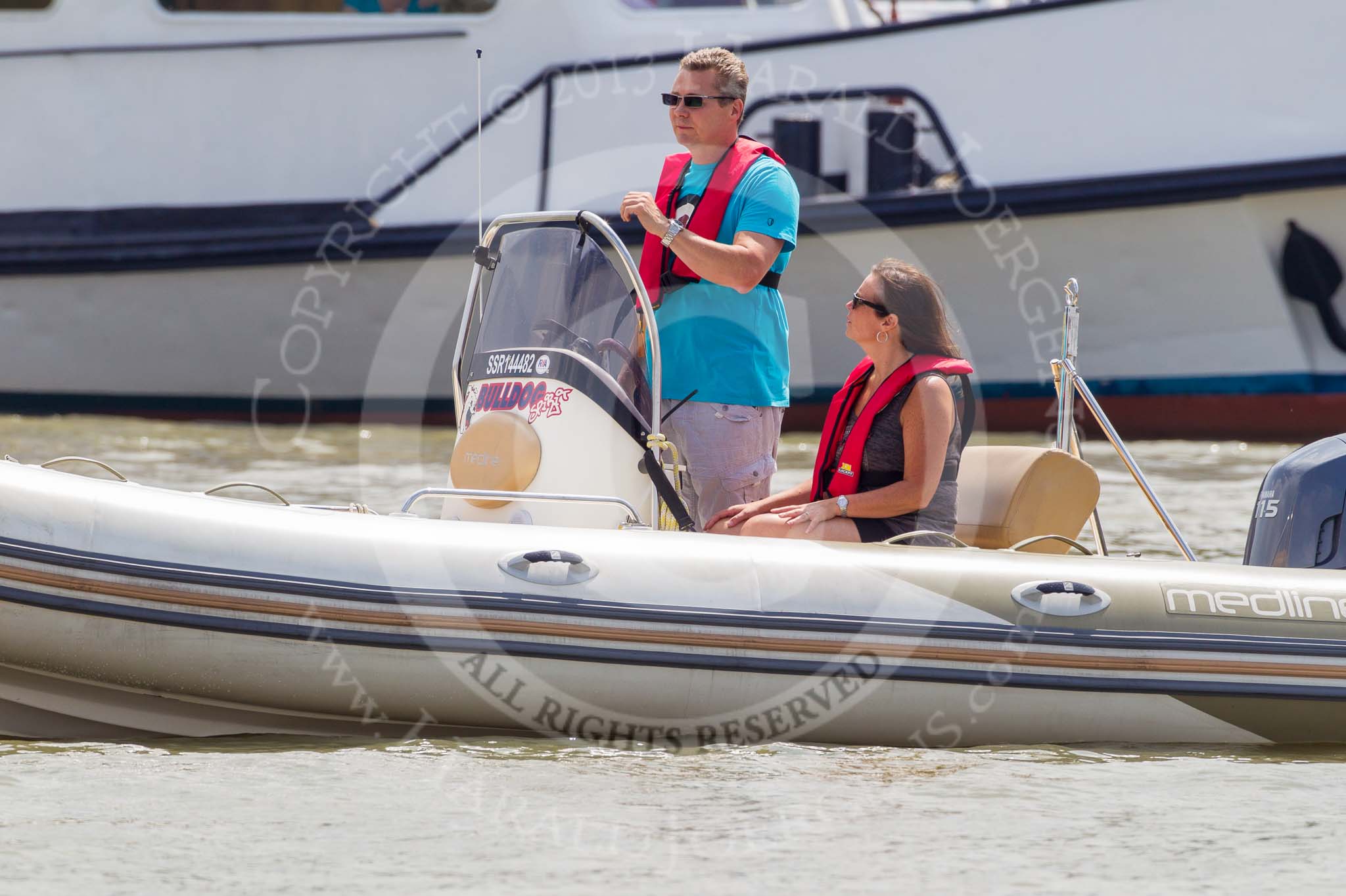 TOW River Thames Barge Driving Race 2013: ???Race officials???.
River Thames between Greenwich and Westminster,
London,

United Kingdom,
on 13 July 2013 at 12:33, image #91