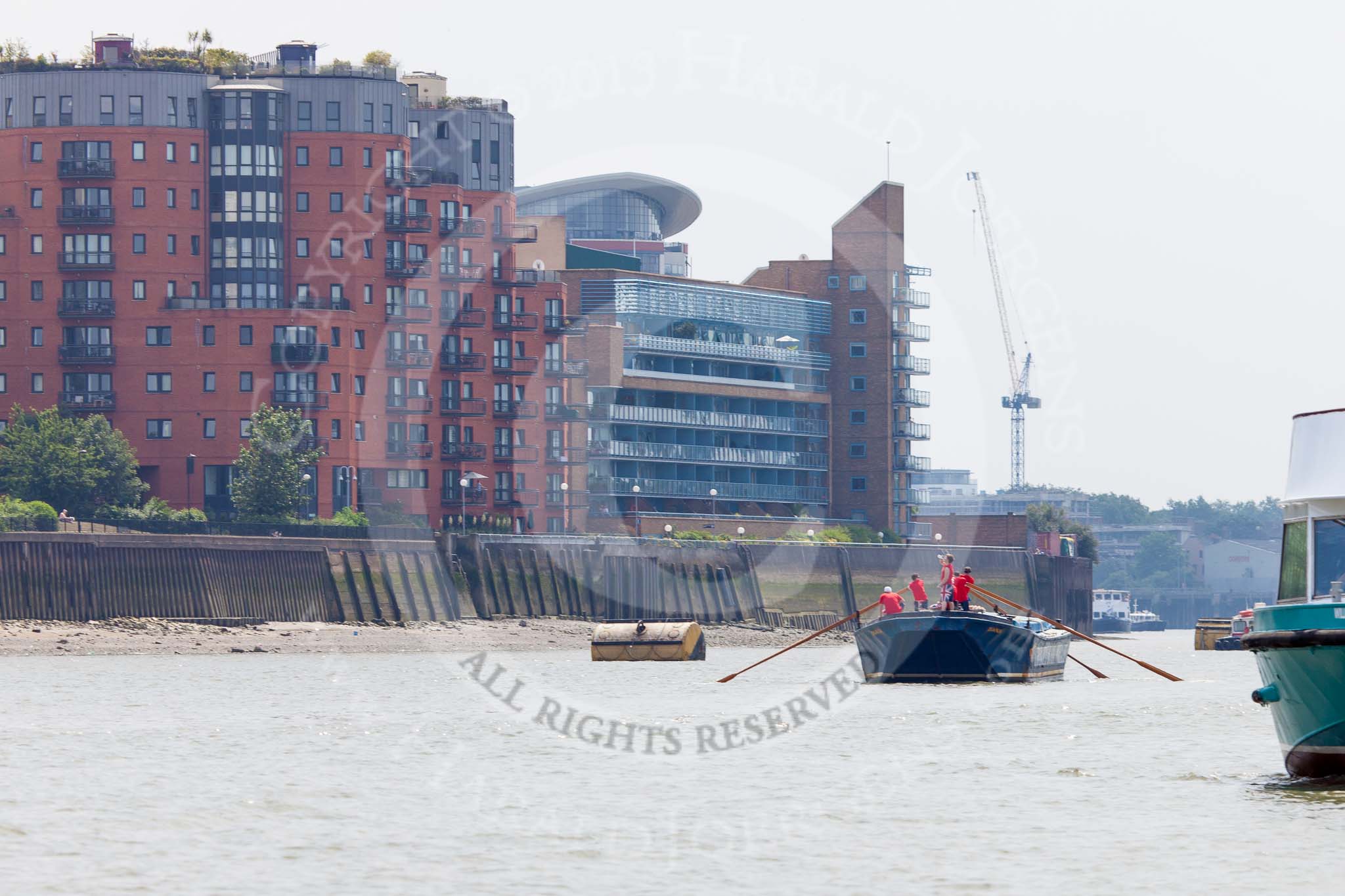 TOW River Thames Barge Driving Race 2013: Barge "Diana", by Trinity Buoy Wharf..
River Thames between Greenwich and Westminster,
London,

United Kingdom,
on 13 July 2013 at 12:58, image #251