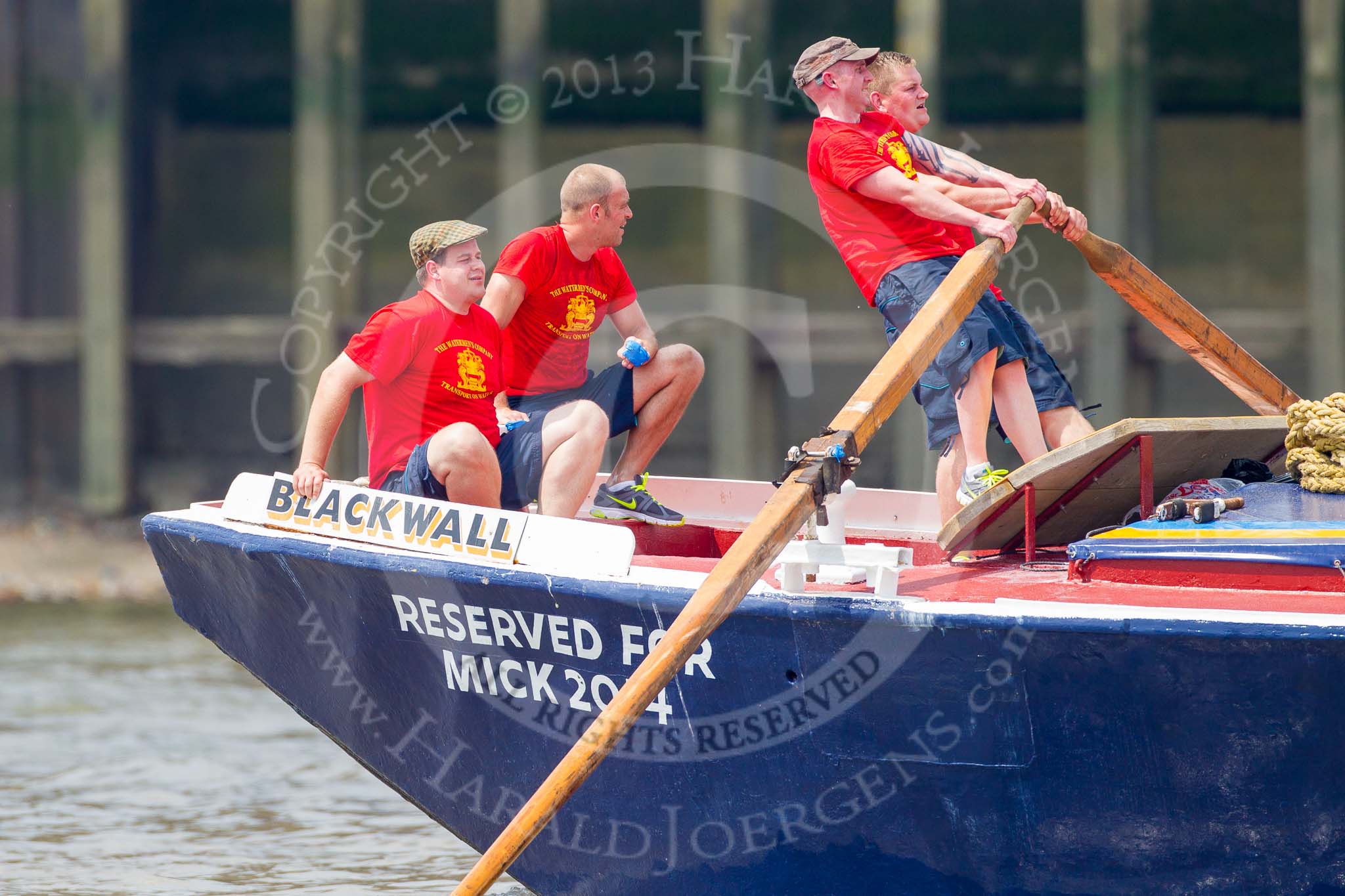 TOW River Thames Barge Driving Race 2013: Barge "Blackwall", by the Port of London Authority, during the race..
River Thames between Greenwich and Westminster,
London,

United Kingdom,
on 13 July 2013 at 13:27, image #343