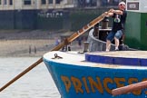 TOW River Thames Barge Driving Race 2013: The race is on - crew member XXX steering barge "Darren Lacey", by Princess Pocahontas..
River Thames between Greenwich and Westminster,
London,

United Kingdom,
on 13 July 2013 at 12:34, image #98