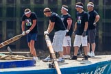 TOW River Thames Barge Driving Race 2013: The crew of barge "Darren Lacey", by Princess Pocahontas, rowing the barge from the start..
River Thames between Greenwich and Westminster,
London,

United Kingdom,
on 13 July 2013 at 12:36, image #118