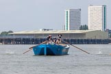 Photo 1307131240345D23765HaraldJoergens TOW River Thames Barge Driving Race 2013: Rear view of barge "Darren Lacey", by Princess Pocahontas, during the race..
River Thames between Greenwich and Westminster,
London,
United Kingdom,
on 13 July 2013 at 12:40, image #161