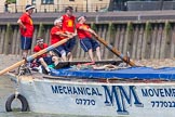 TOW River Thames Barge Driving Race 2013: Rowers on the deck of of barge "Spirit of Mountabatten", by Mechanical Movements and Enabling Services Ltd..
River Thames between Greenwich and Westminster,
London,

United Kingdom,
on 13 July 2013 at 12:43, image #186