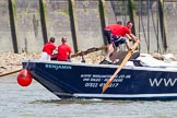 TOW River Thames Barge Driving Race 2013: Rowers working hard on board of barge "Benjamin", by London Party Boats..
River Thames between Greenwich and Westminster,
London,

United Kingdom,
on 13 July 2013 at 12:47, image #212