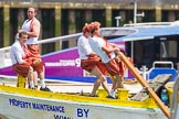 TOW River Thames Barge Driving Race 2013: Rowers on barge "Hoppy", by GPS Fabrication..
River Thames between Greenwich and Westminster,
London,

United Kingdom,
on 13 July 2013 at 12:49, image #225