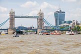 TOW River Thames Barge Driving Race 2013: Tower Bridge and the Walkie Talkie building seen from the river..
River Thames between Greenwich and Westminster,
London,

United Kingdom,
on 13 July 2013 at 13:42, image #378