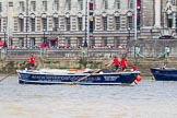 TOW River Thames Barge Driving Race 2013: Barge "Benjamin", by London Party Boats, at the London Aquarium, close to the finish of the race at Westminster Bridge..
River Thames between Greenwich and Westminster,
London,

United Kingdom,
on 13 July 2013 at 14:19, image #432