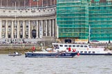 TOW River Thames Barge Driving Race 2013: Barge "Benjamin", by London Party Boats, at the London Aquarium, close to the finish of the race at Westminster Bridge..
River Thames between Greenwich and Westminster,
London,

United Kingdom,
on 13 July 2013 at 14:19, image #434