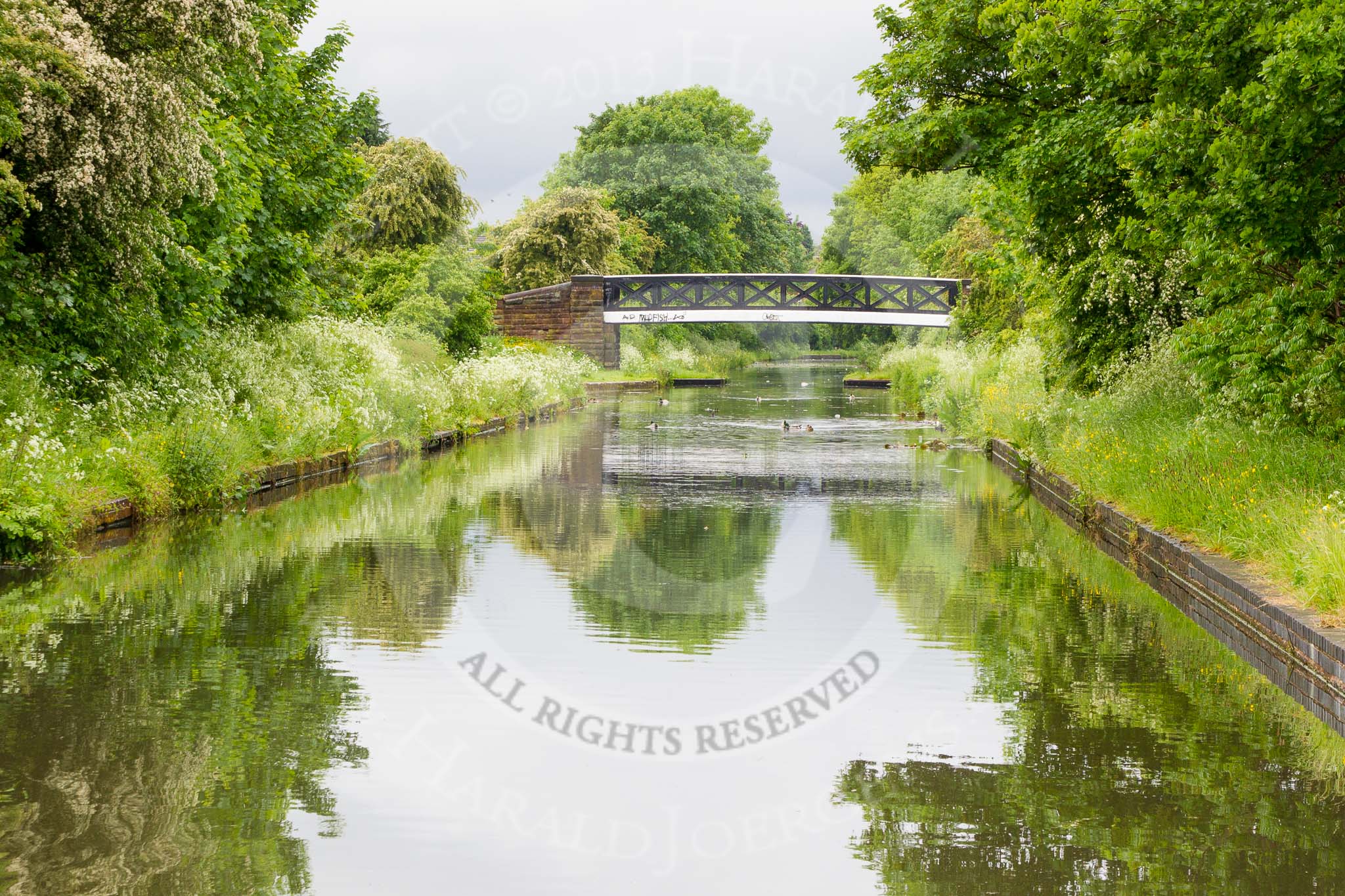 BCN Marathon Challenge 2014: The Tame Valley Canal, as one of the last parts of the BCN to be built, has a dead straight summit level. Gorge Farm footbrige, Hamstead.
Birmingham Canal Navigation,


United Kingdom,
on 24 May 2014 at 14:37, image #131