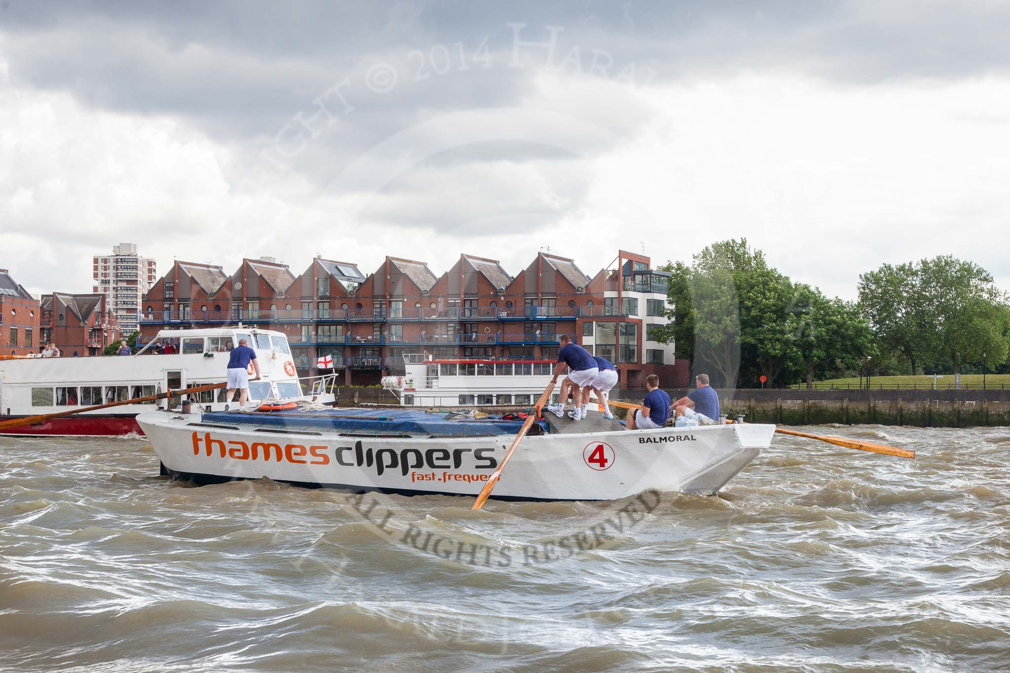 TOW River Thames Barge Driving Race 2014.
River Thames between Greenwich and Westminster,
London,

United Kingdom,
on 28 June 2014 at 13:15, image #213