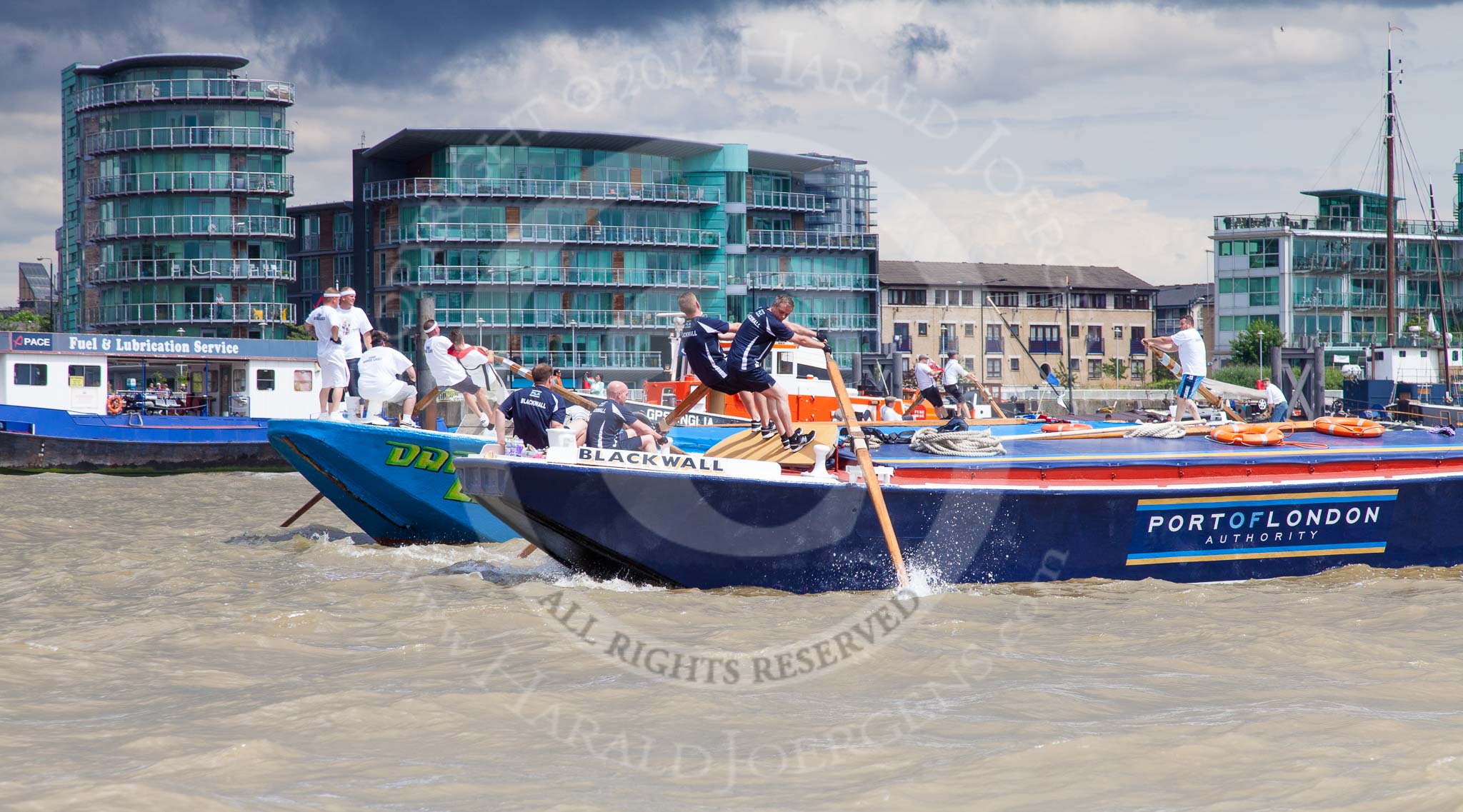 TOW River Thames Barge Driving Race 2014.
River Thames between Greenwich and Westminster,
London,

United Kingdom,
on 28 June 2014 at 13:29, image #244